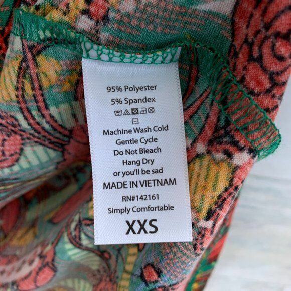 LuLaRoe Irma Tunic Top Red Green Floral Womens Size XXS 2XS NEW NWT - Picture 8 of 8
